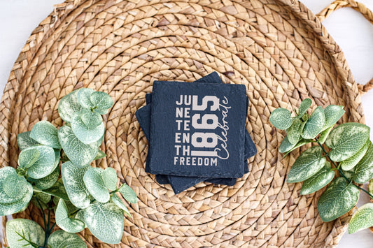 Set of 4 - Celebrate Freedom with Every Sip: Juneteenth Custom Slate Coasters