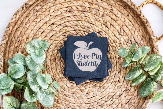 Set of 4 - Custom Teacher Slate Coasters - Teacher Love!